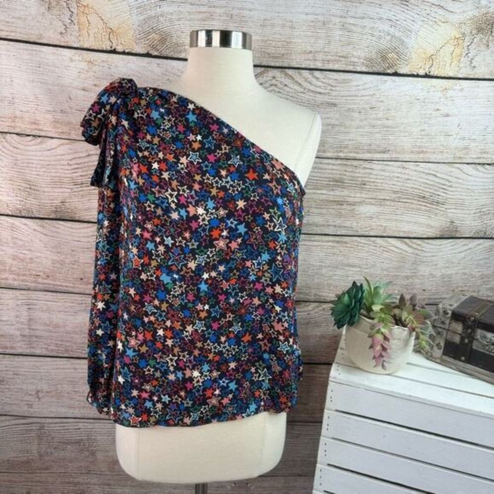5/$25 J Crew Women's One-shoulder Kaleidoscope Star Print Top Size 2